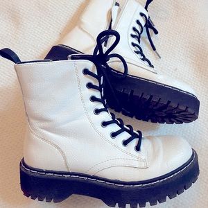 White combat boots